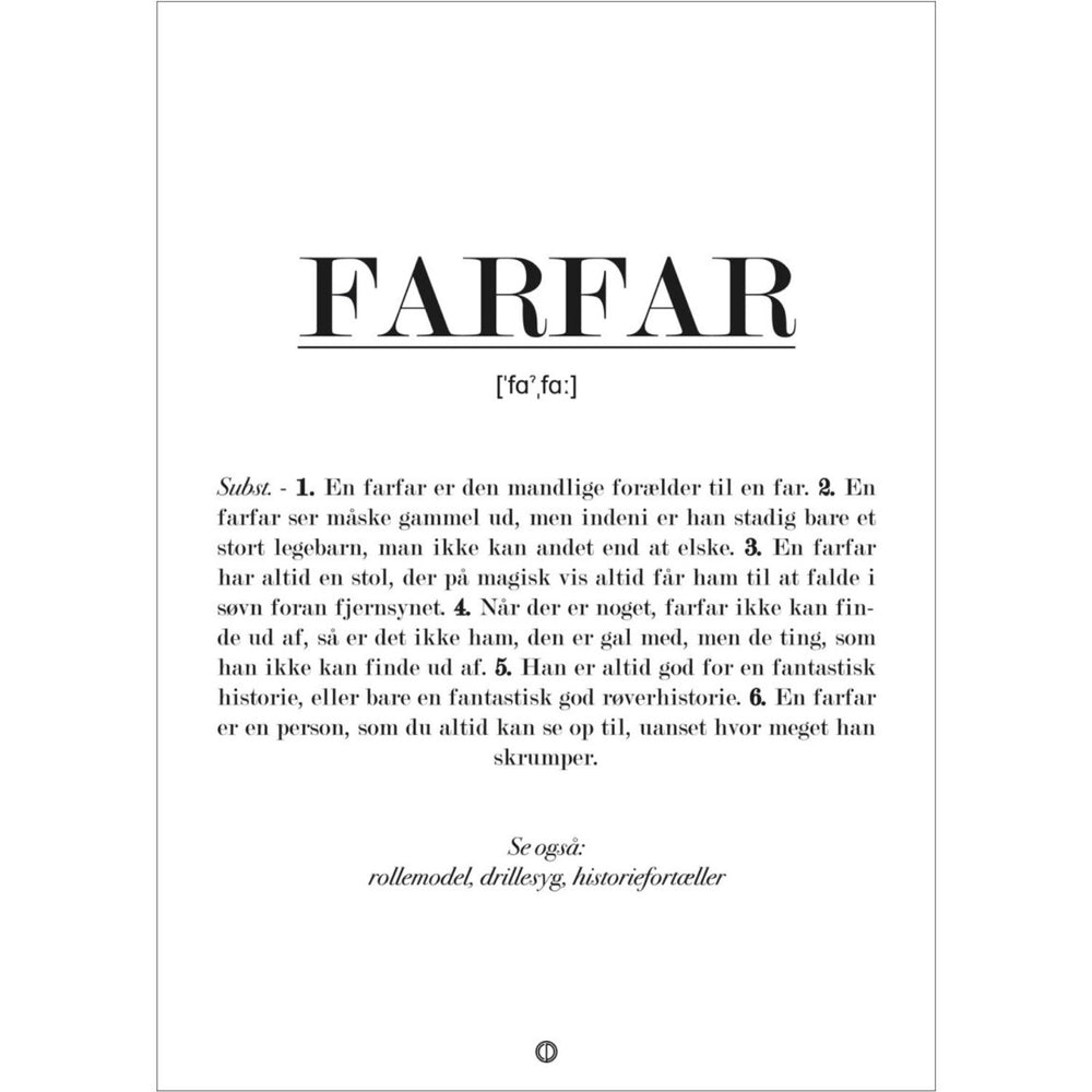Køb Poster & Frame Citatplakat - Farfar Definition