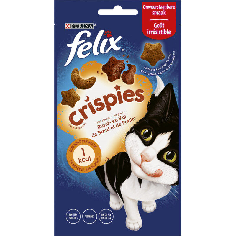 Felix Crispies rund- & kipsmaak kattensnack