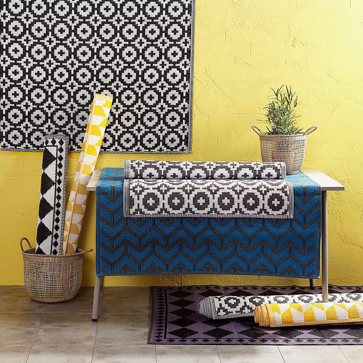 COLOUR CLASH In-/Outdoorteppich Mosaik