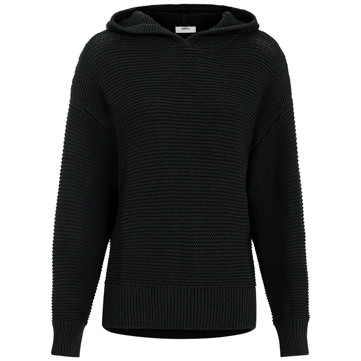 Gina Benotti Damen Strickpullover mit Kapuze schwarz