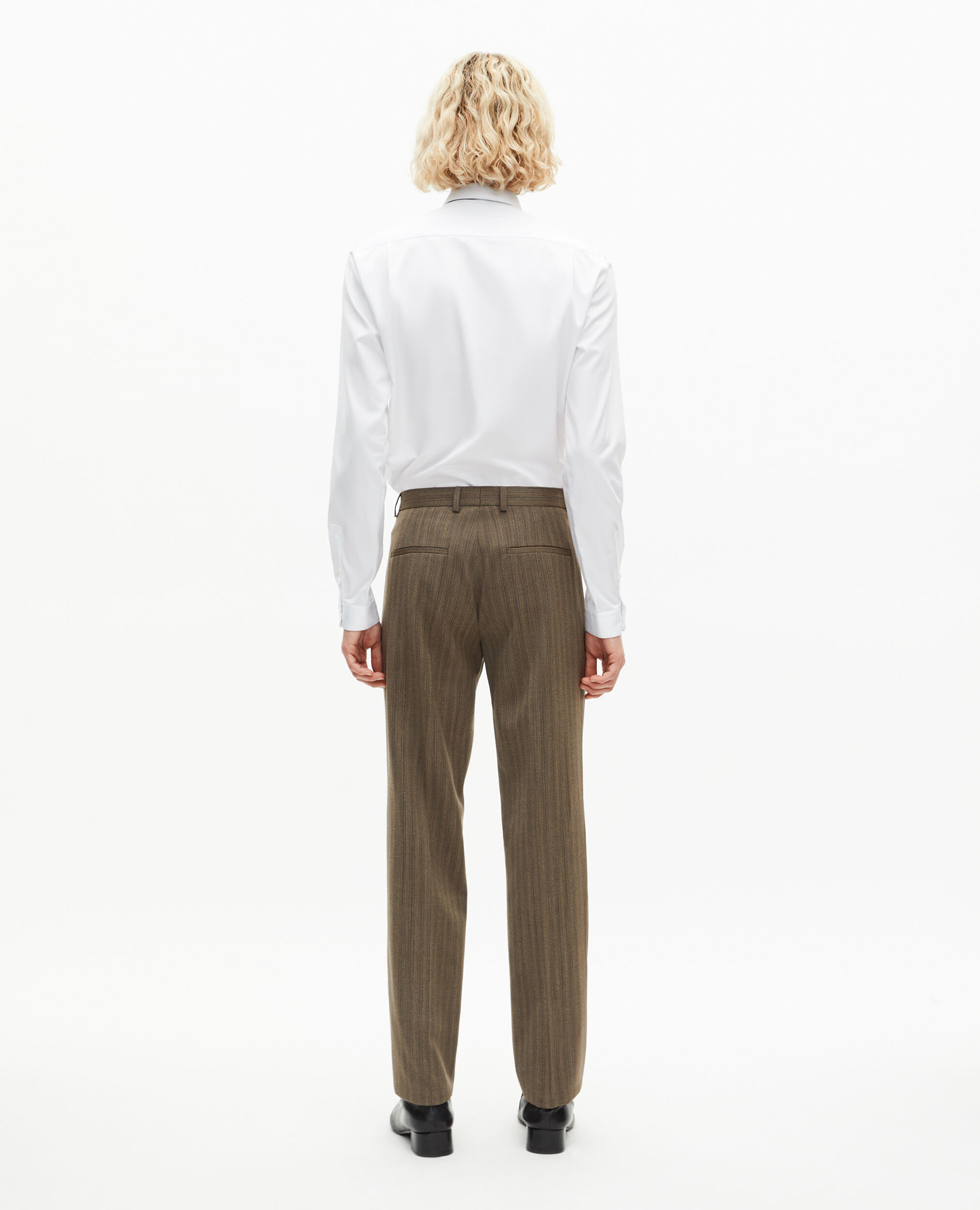 Pantalon de costume droit à rayures marron