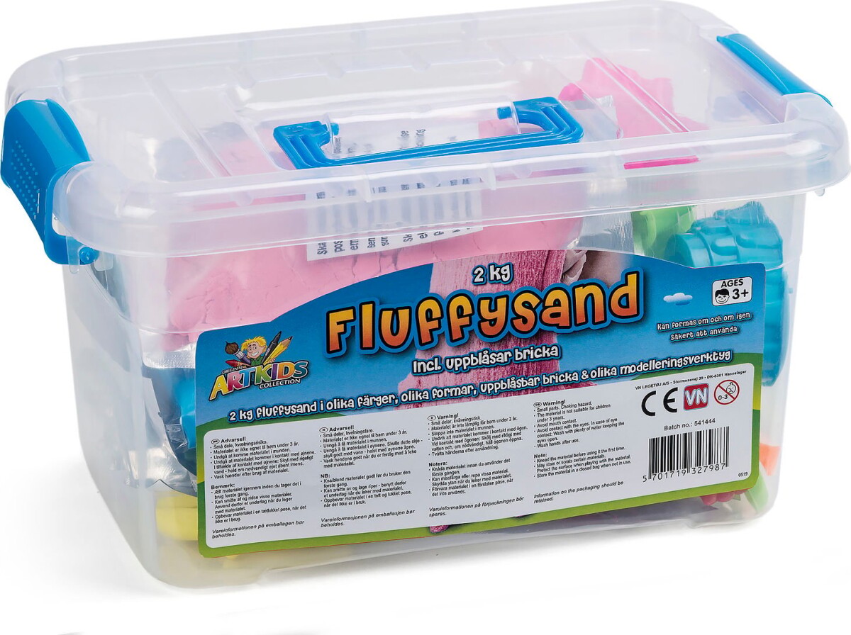 Artkids - Fluffysand - Stort 2 KG Sand Sæt Med Tilbehør - 4 Farver