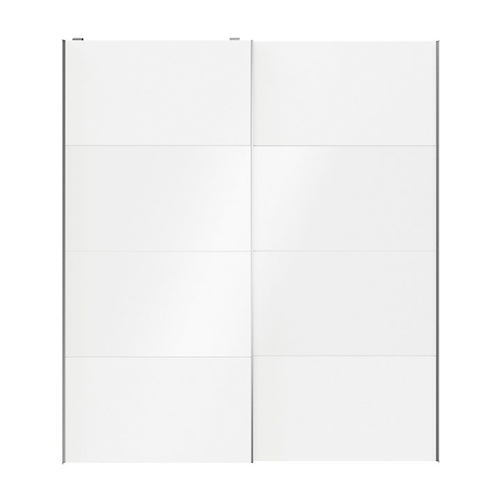 Portes de placard coulissantes 2 vantaux panneaux blancs et blancs brillants GoodHome Atomia H. 225 x L. 200 x ép. 5,5 cm