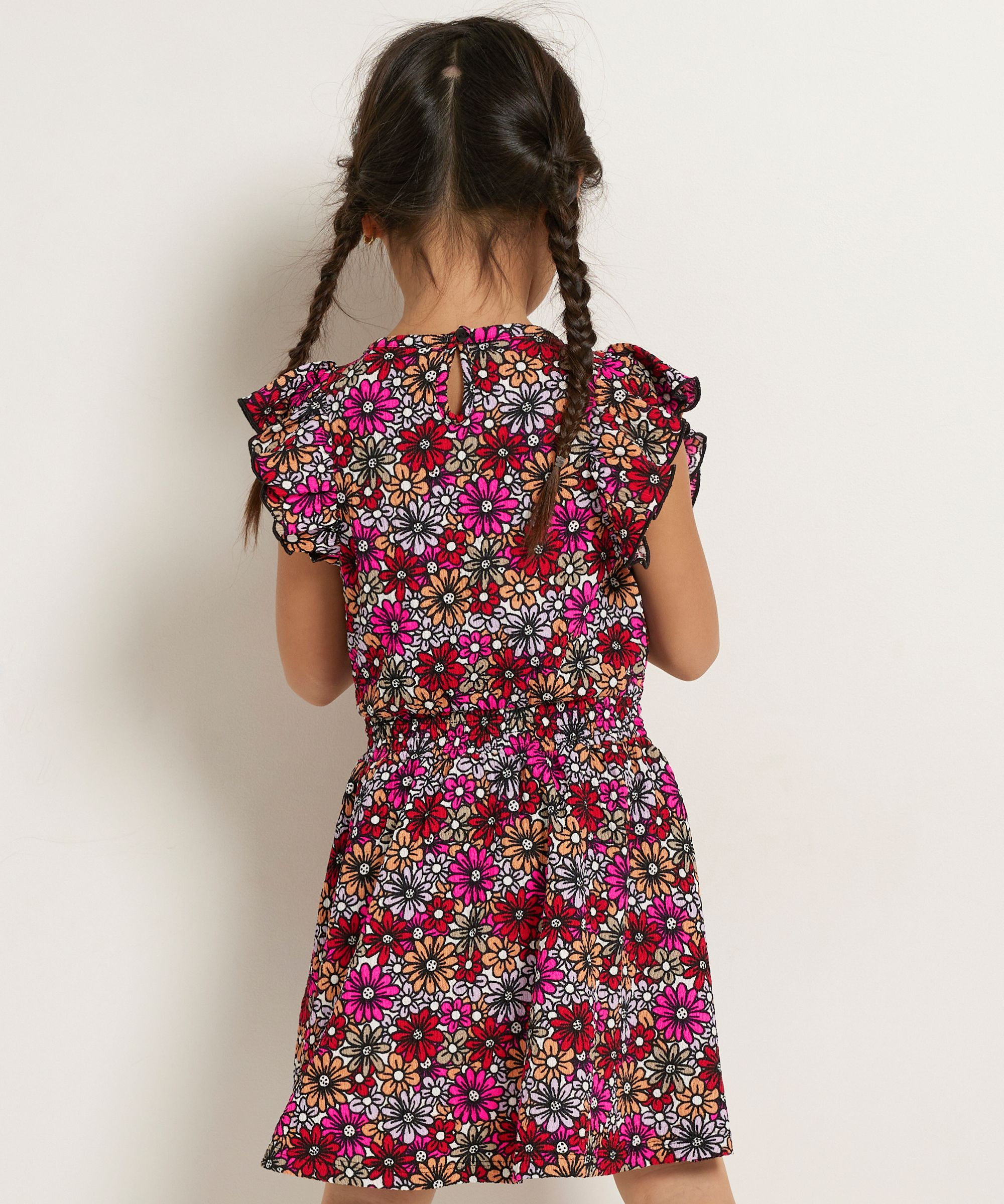 jurk met ruchestrook en all-over print