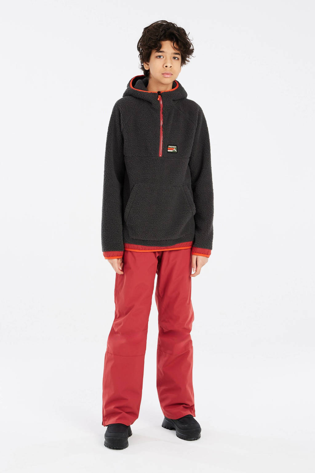 Protest hoodie fleece PRT CULT JR antraciet