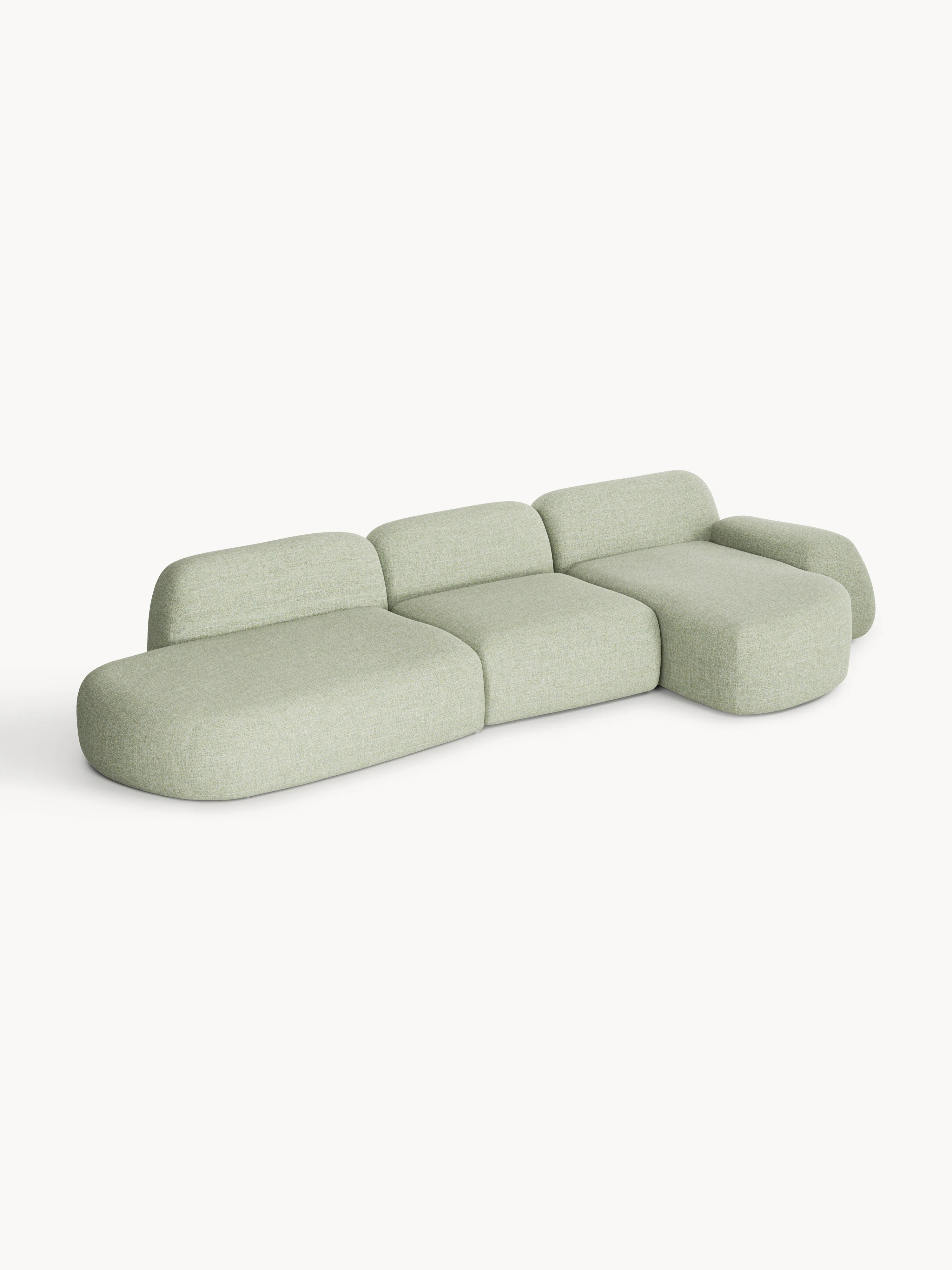 Modulaire bouclé hoekbank Wolke (4-zits) met chaise longue