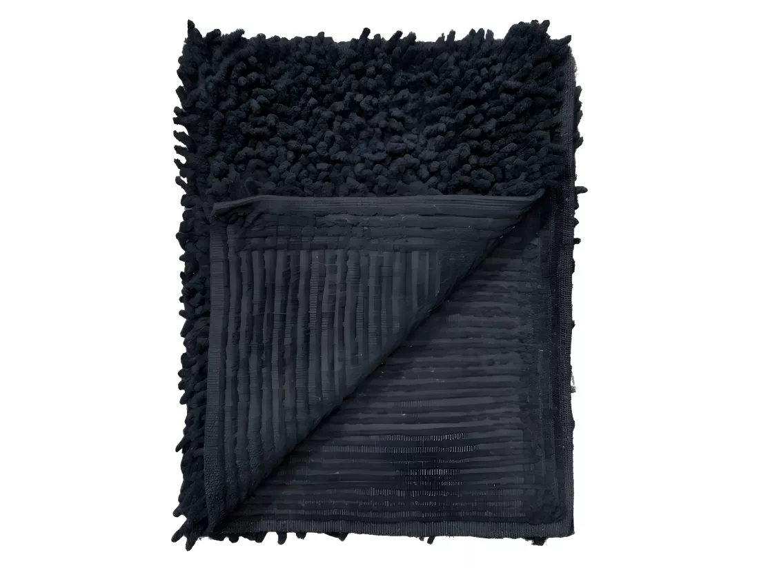 Lot 2 tapis de salle de bain 40 x 60 cm en coton anthracite - NAPOLEON