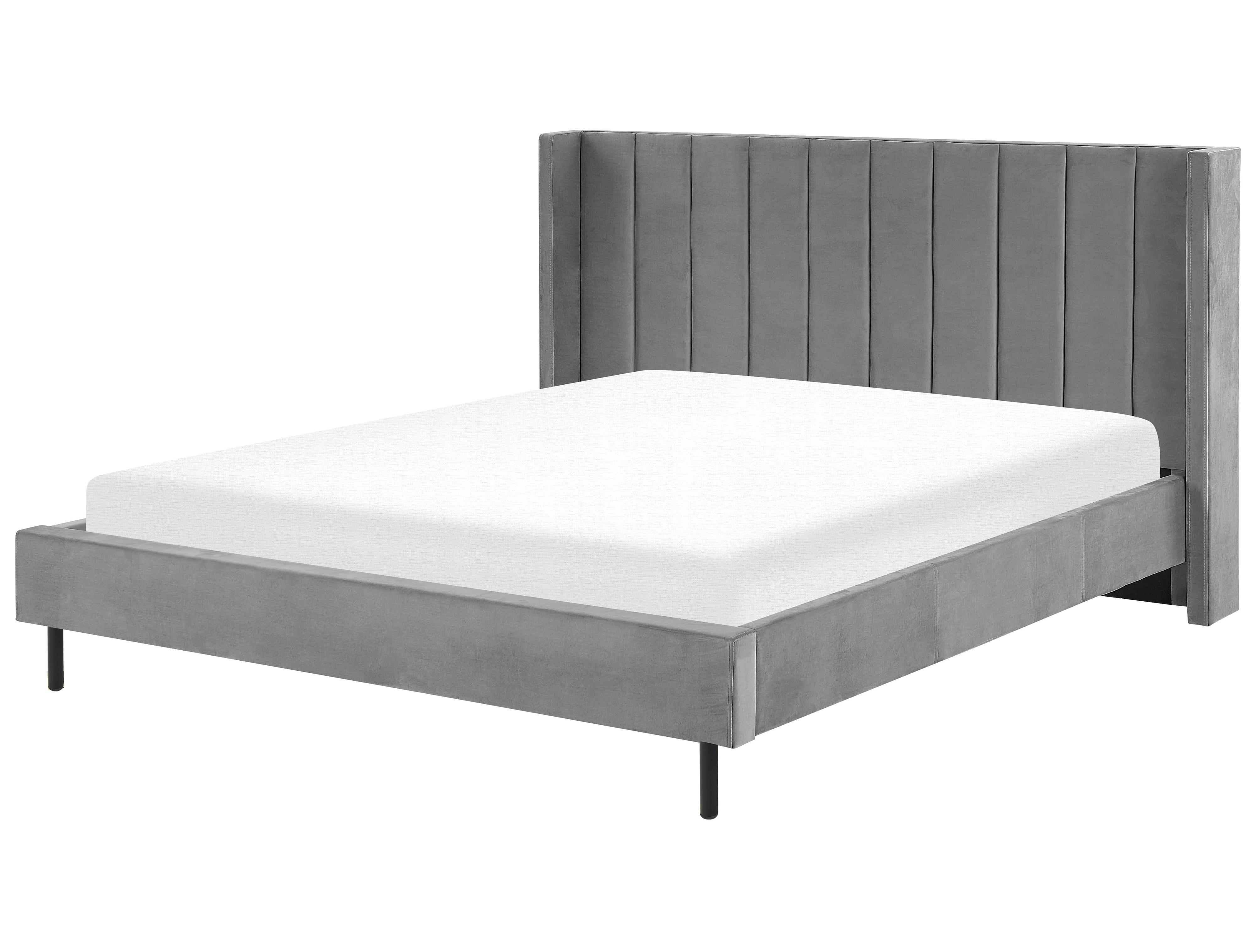 Bed Fluweel VILLETTE 180 x 200 cm Grijs