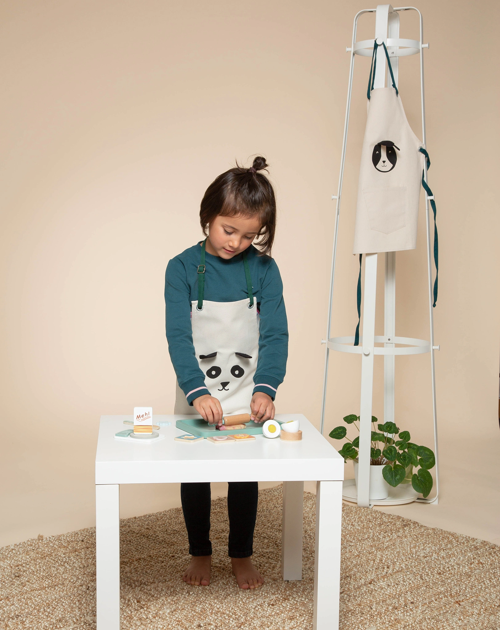 Kinderschürze PANDA MINI in natur (Größe: 3-6 Jahre)