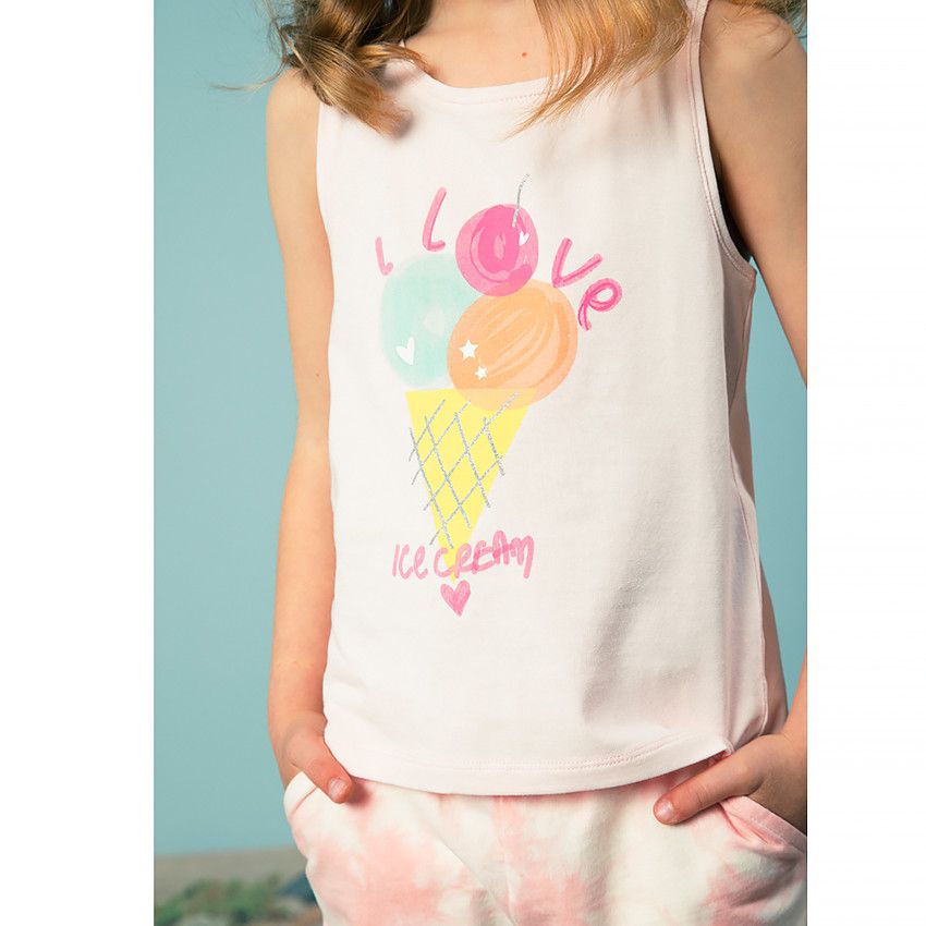 Débardeur en jersey avec print fantaisie pour fille - Rose