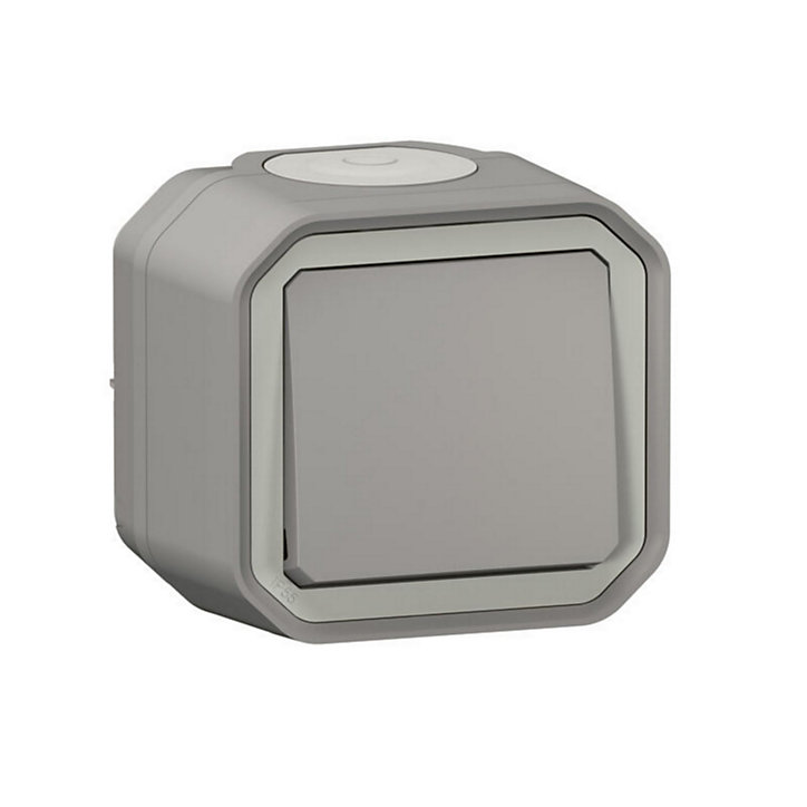 Bouton poussoir Legrand Plexo gris en saillie
