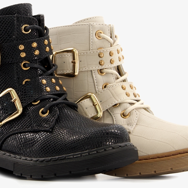 Blue Box meisjes biker boots met crocoprint
