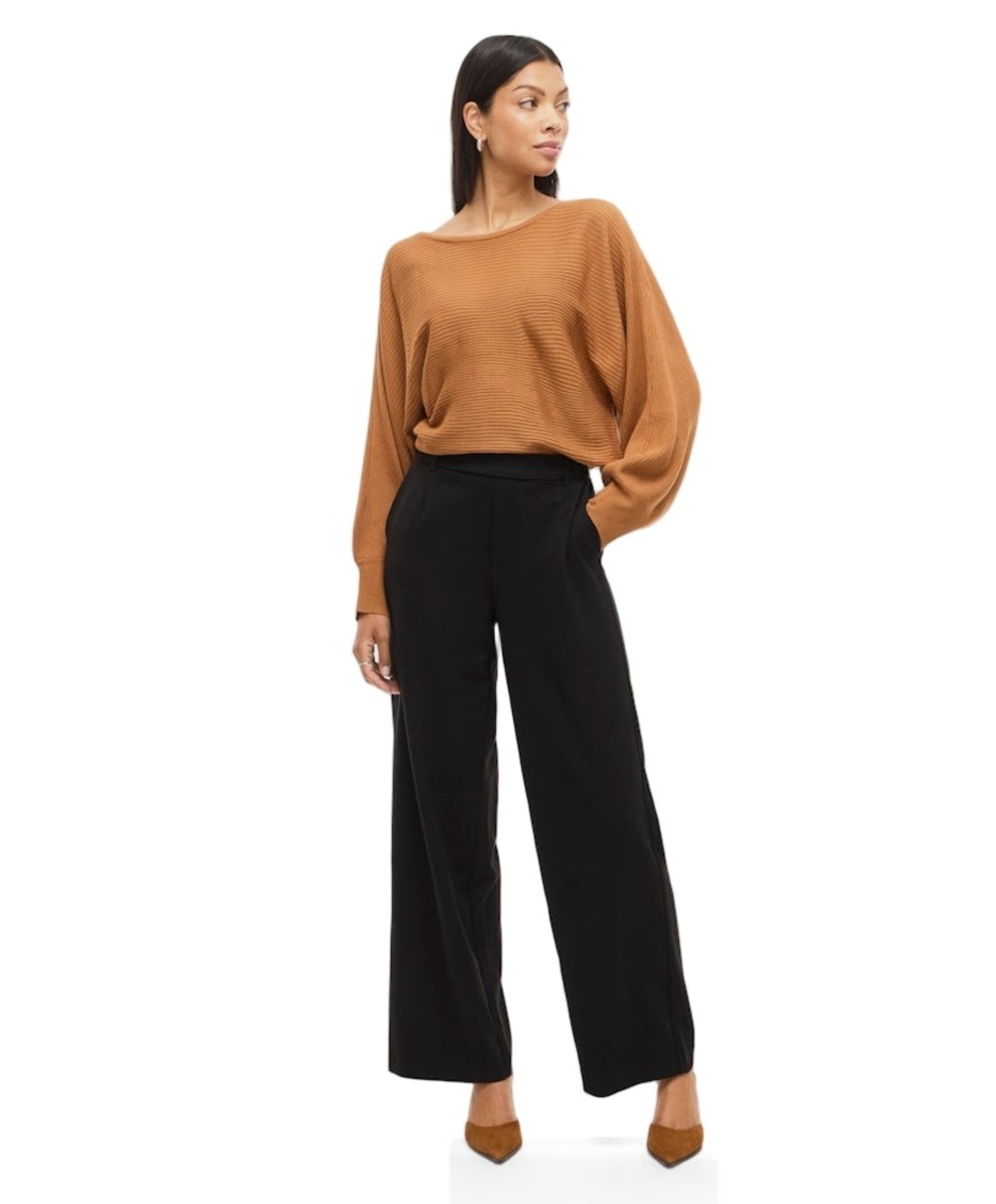 Vila VIVARONE HW WIDE PANT - NOOS zwart