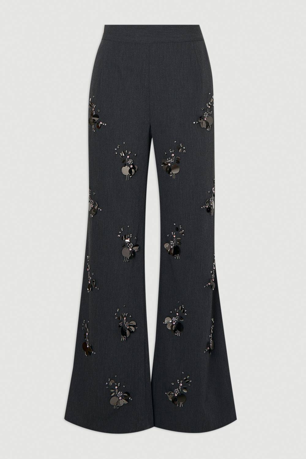 KarenMillen Pantalon Large Tailleur Orné de Paillettes et Cristaux en Petits Groupes