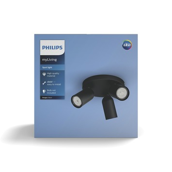 Philips Opbouwspot MyLiving Pongee LED Zwart 3 x 5.5W