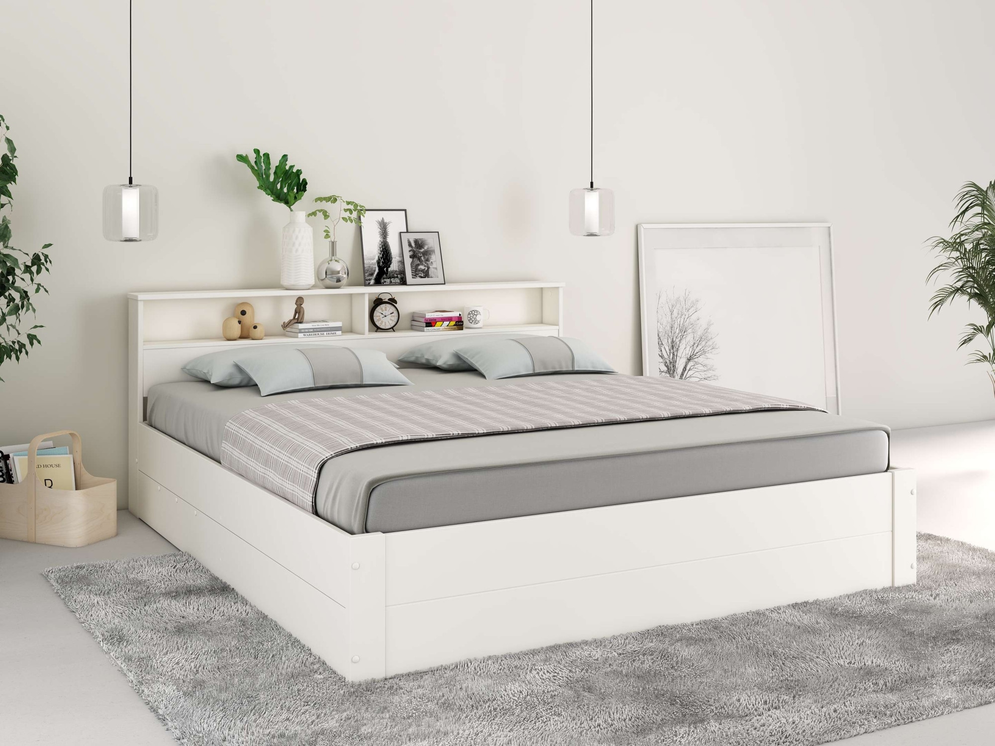 Home affaire Stauraumbett »MAREILLES« 140x200cm und 180x200cm,  Massivholz, Hebemechanismus, Stauraum im Kopfteil und unter dem Bett