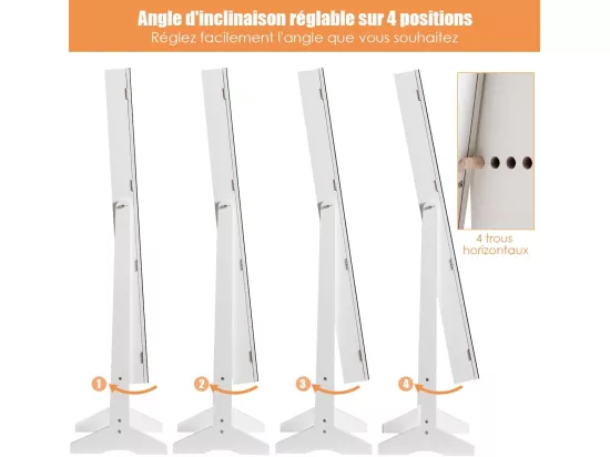 Armoire à bijoux sur pied,doublure et divers espaces de rangement, 41x36,5x146cm blanc