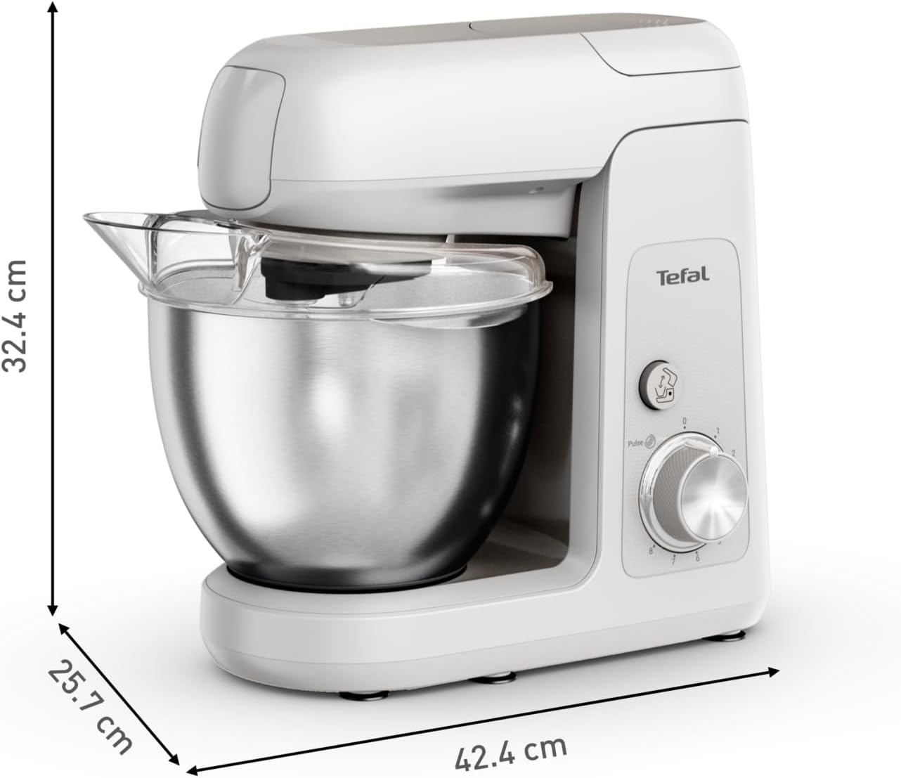 Tefal Bake Partner Küchenmaschine, leistungsstarke 1100 W, inkl. Standmixeraufsatz + Back-Kit, Abschaltautomatik bei Anheben des Armes, planetarisches Rührsystem, 4,6-l-Schüssel, Silber, QB525B38