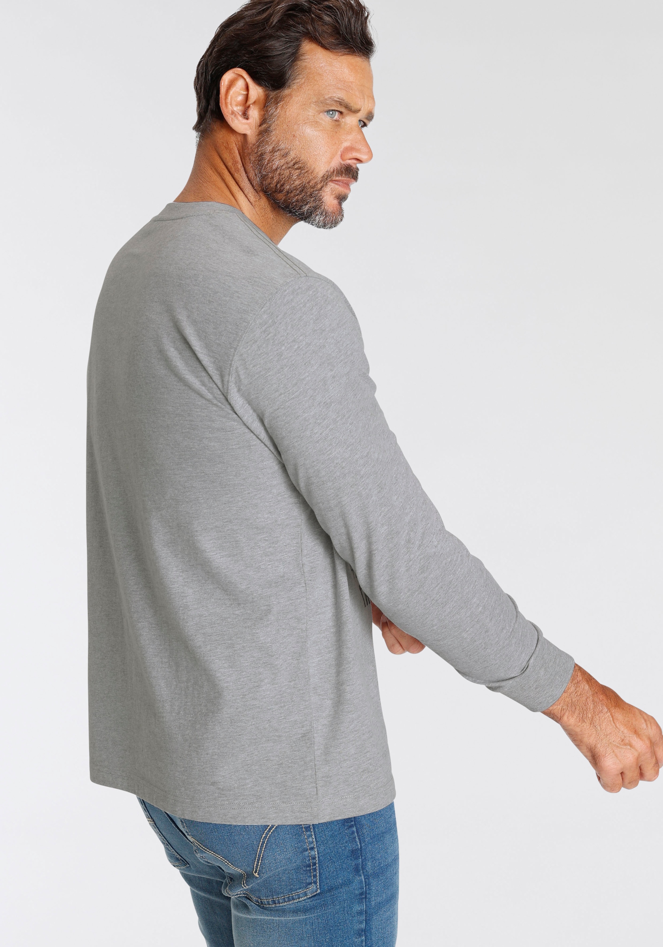 Man's World Langarmshirt , Langarm,  bedruckt,  aus Baumwolle und Viskose,  mit Rippbündchen