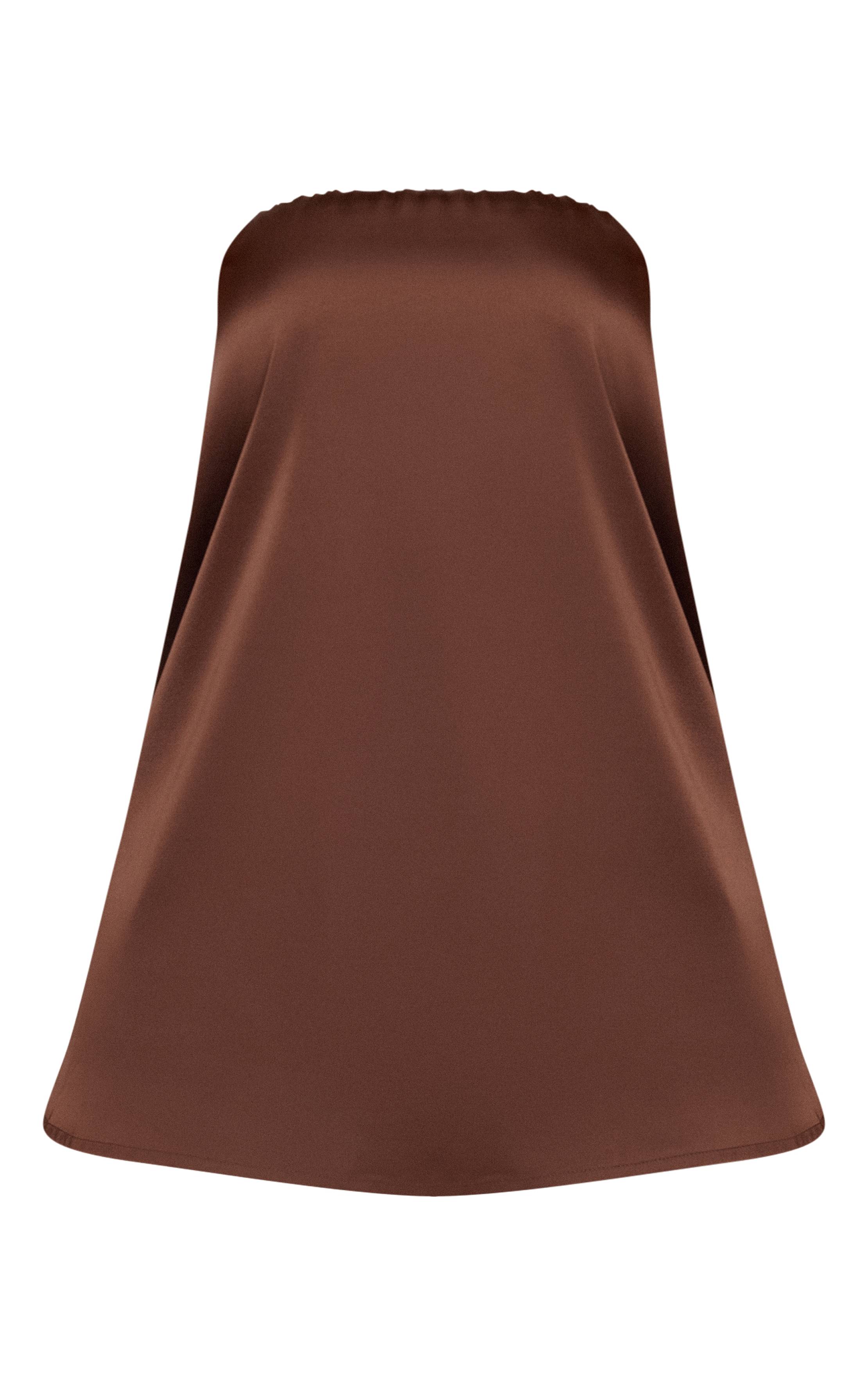Chocolat Top Bandeau Long Fluide En Satin