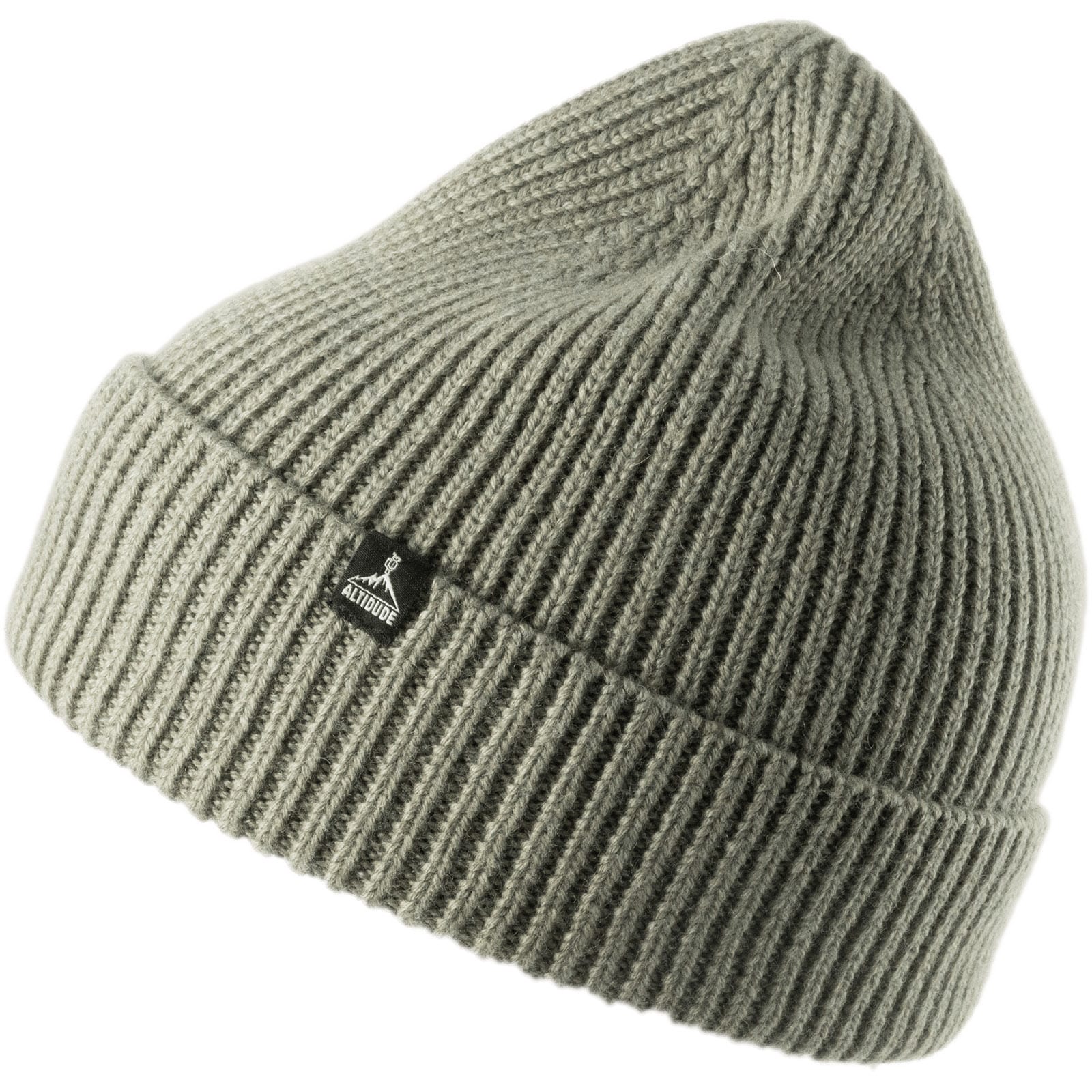 ALTIDUDE Winter Mütze Solid Ripp Strickmütze Unisex Beanie 100% Merino Wolle Farbe: Brown