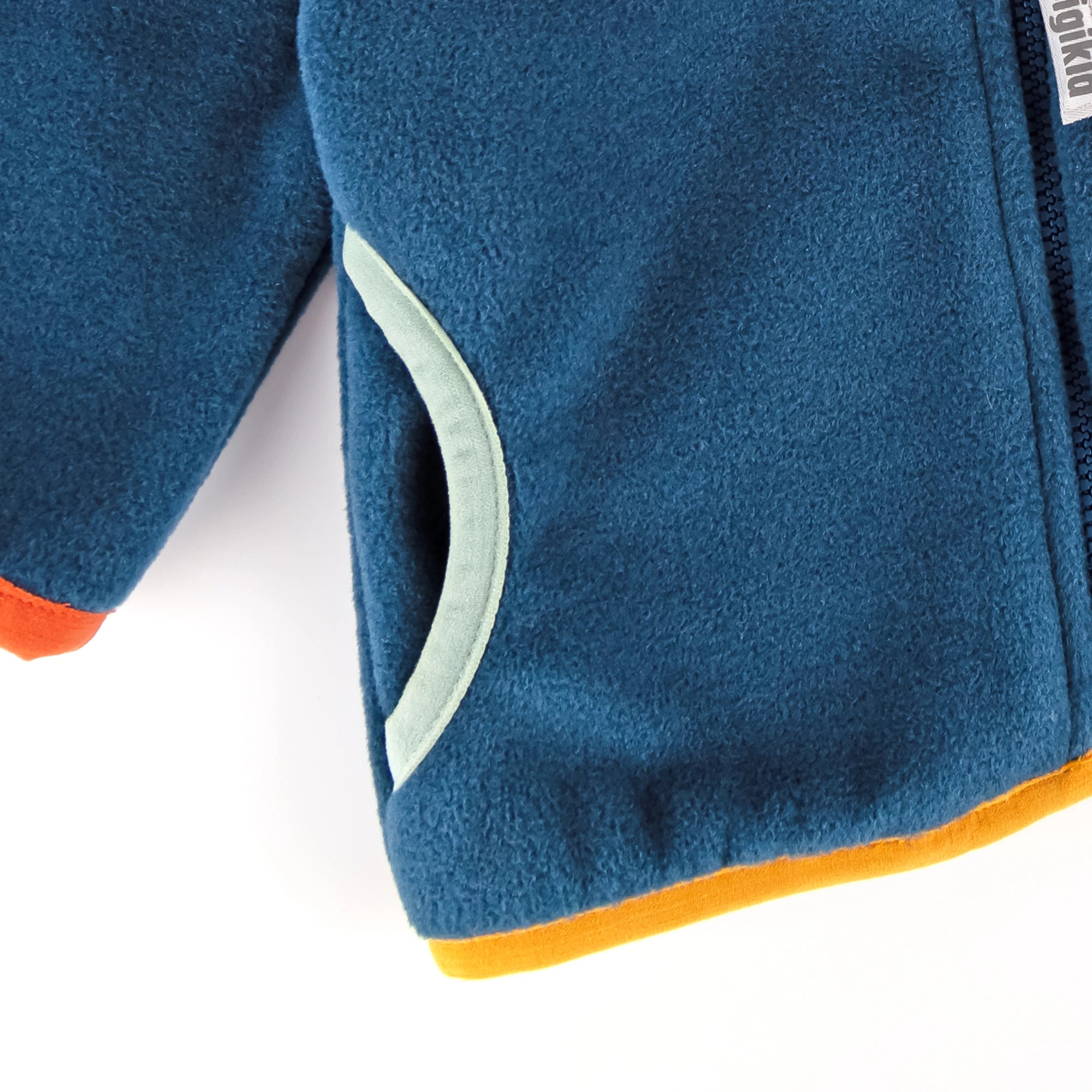 Kapuzen-Fleecejacke B - WILD CROCODILE in blau