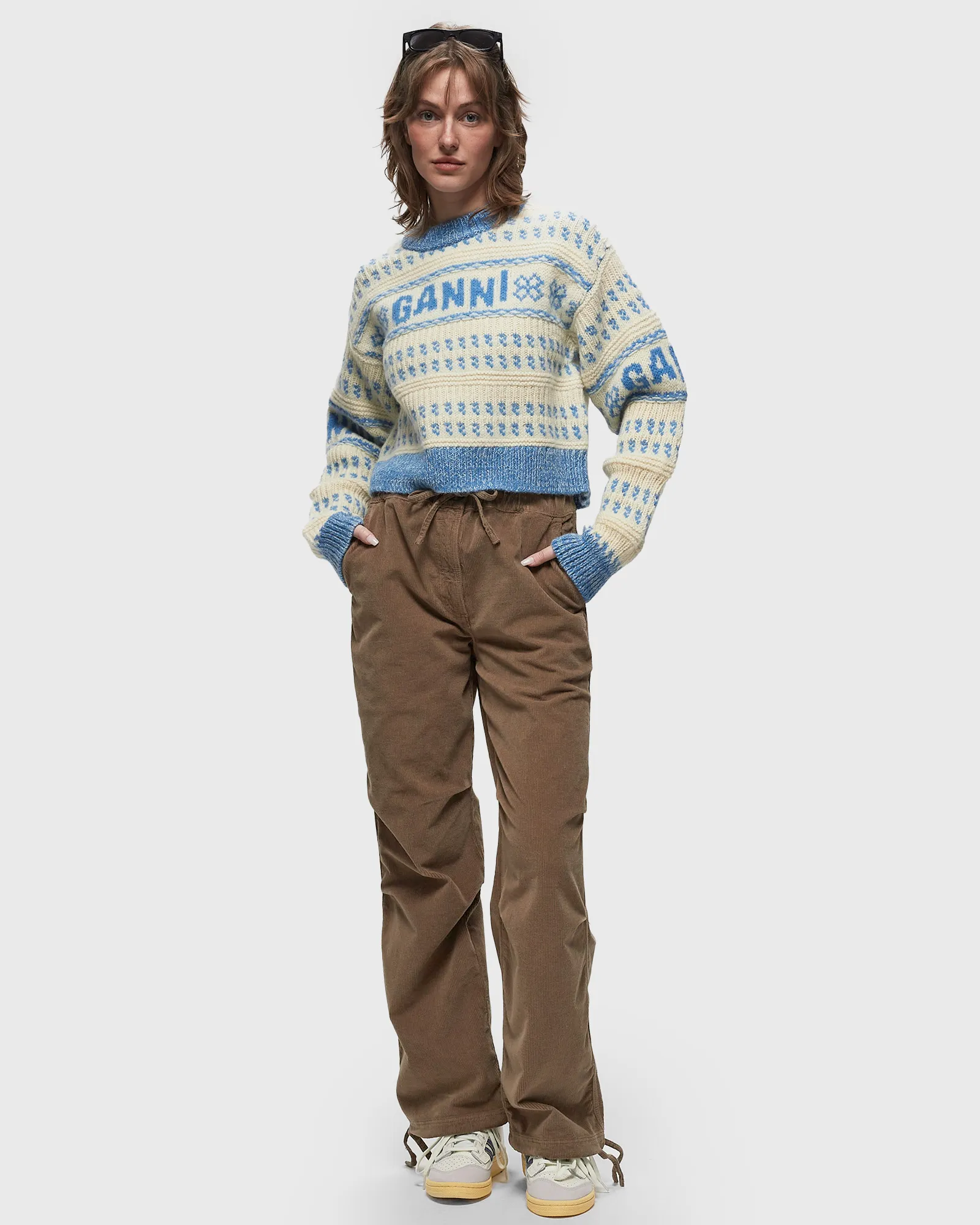 Ganni Graphic Lambswool Cropped O-neck