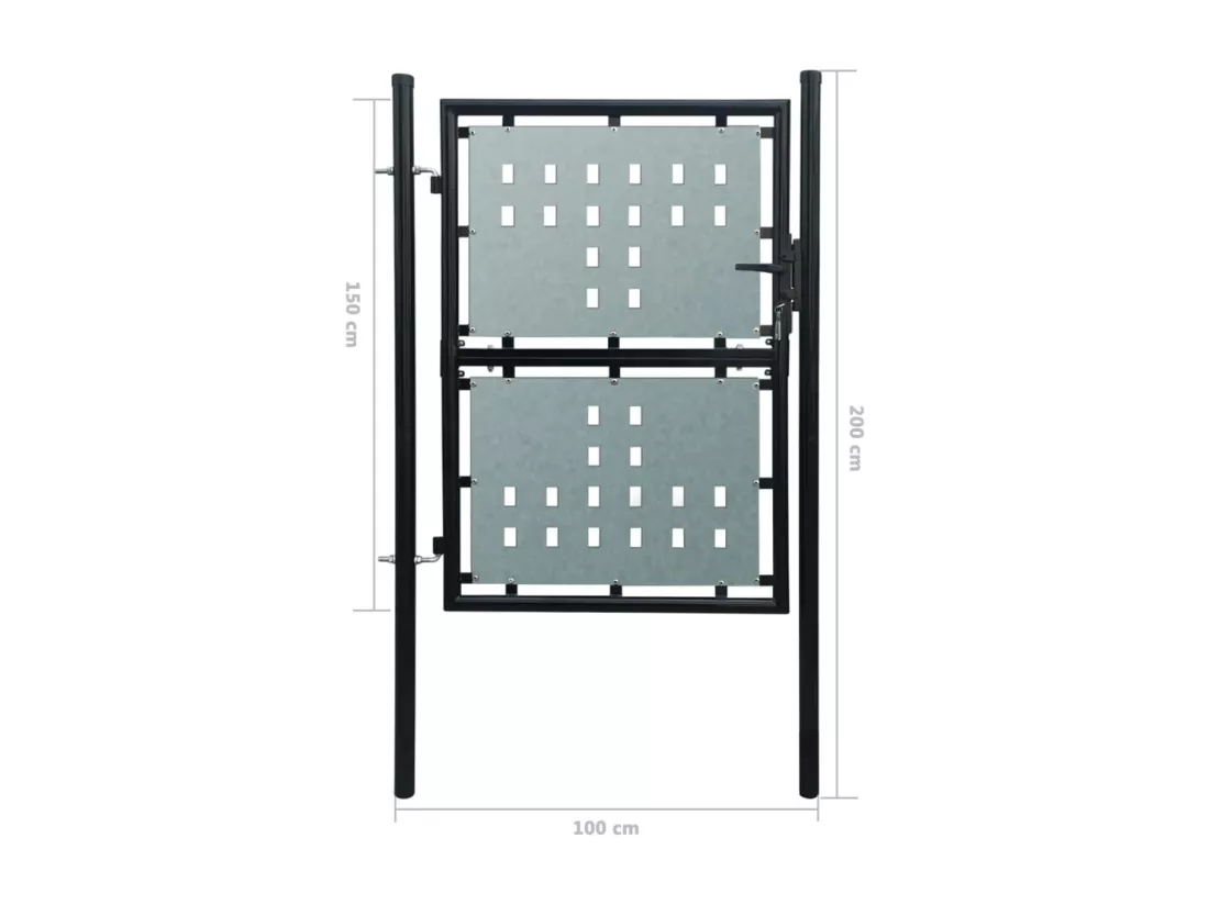 Portail simple de cl?ture Noir 100x200 cm