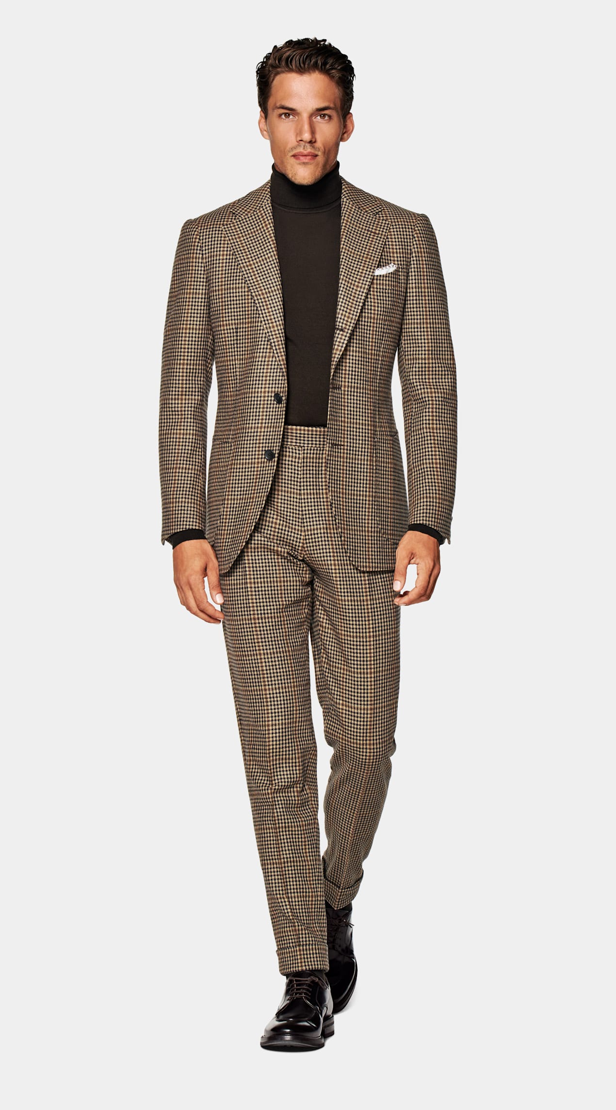 Costume Havana coupe Tailored marron moyen pied-de-poule