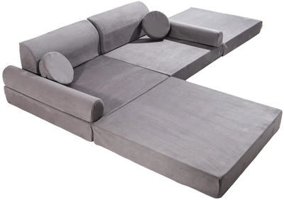 Meowbaby Play Premium Slimcord  Byggbar Sofa, Grå