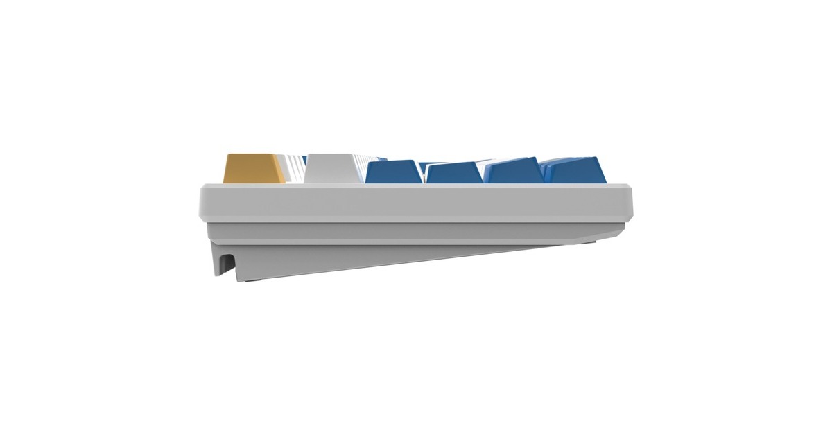HelloGanssHS108T GC08, toetsenbord  (Wit/donkerblauw, US lay-out, Gateron Yellow, RGB leds, PBT Doubleshot keycaps, hot swap, 2,4 GHz / Bluetooth / USB-C)