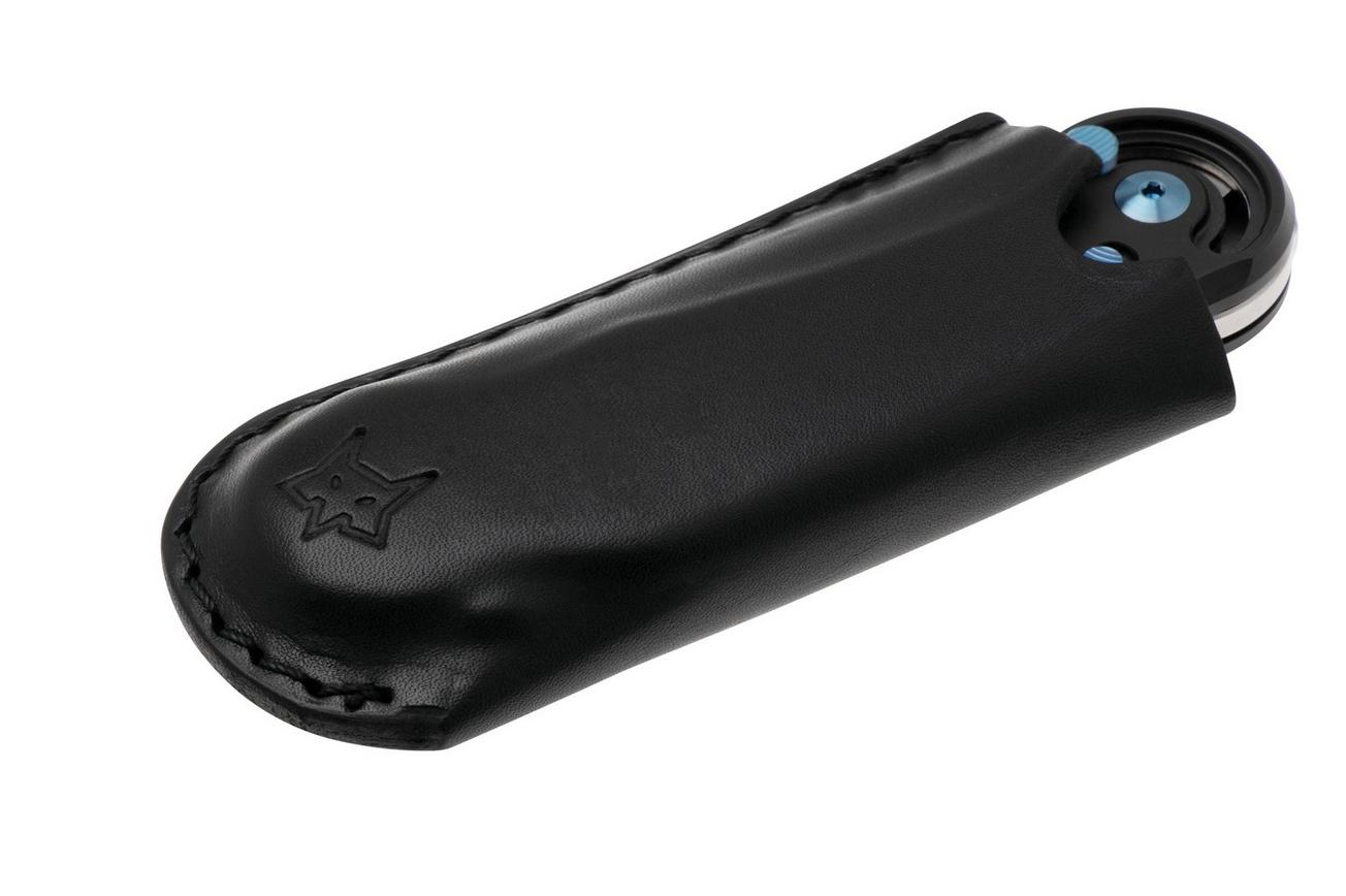 FOX Knives Jupiter FX-555-TIBL, M390 Satin, Black PVD Titanium, Blue Oxidized Titanium Insert, zakmes