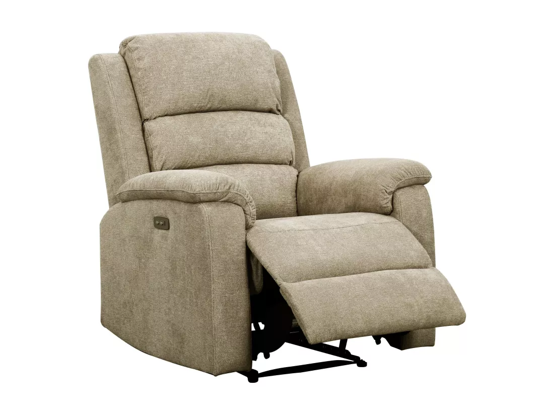 Fauteuil relax électrique en tissu taupe NEVERS
