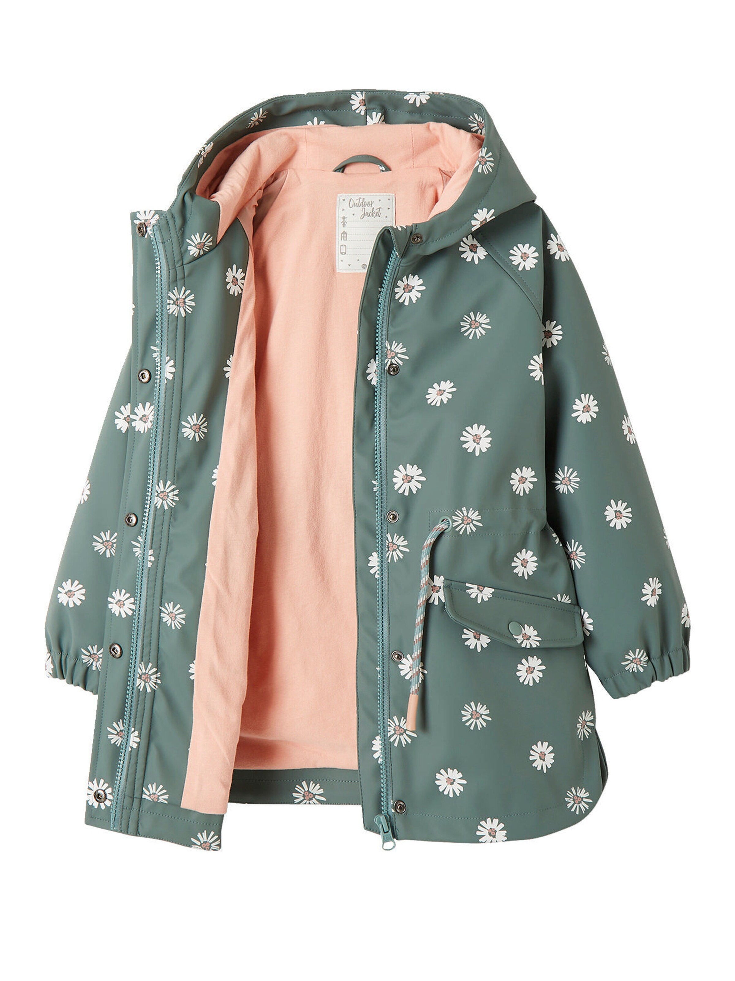 Vertbaudet Mädchen Regenjacke mit Zauber-Trick aqua gänseblümchen