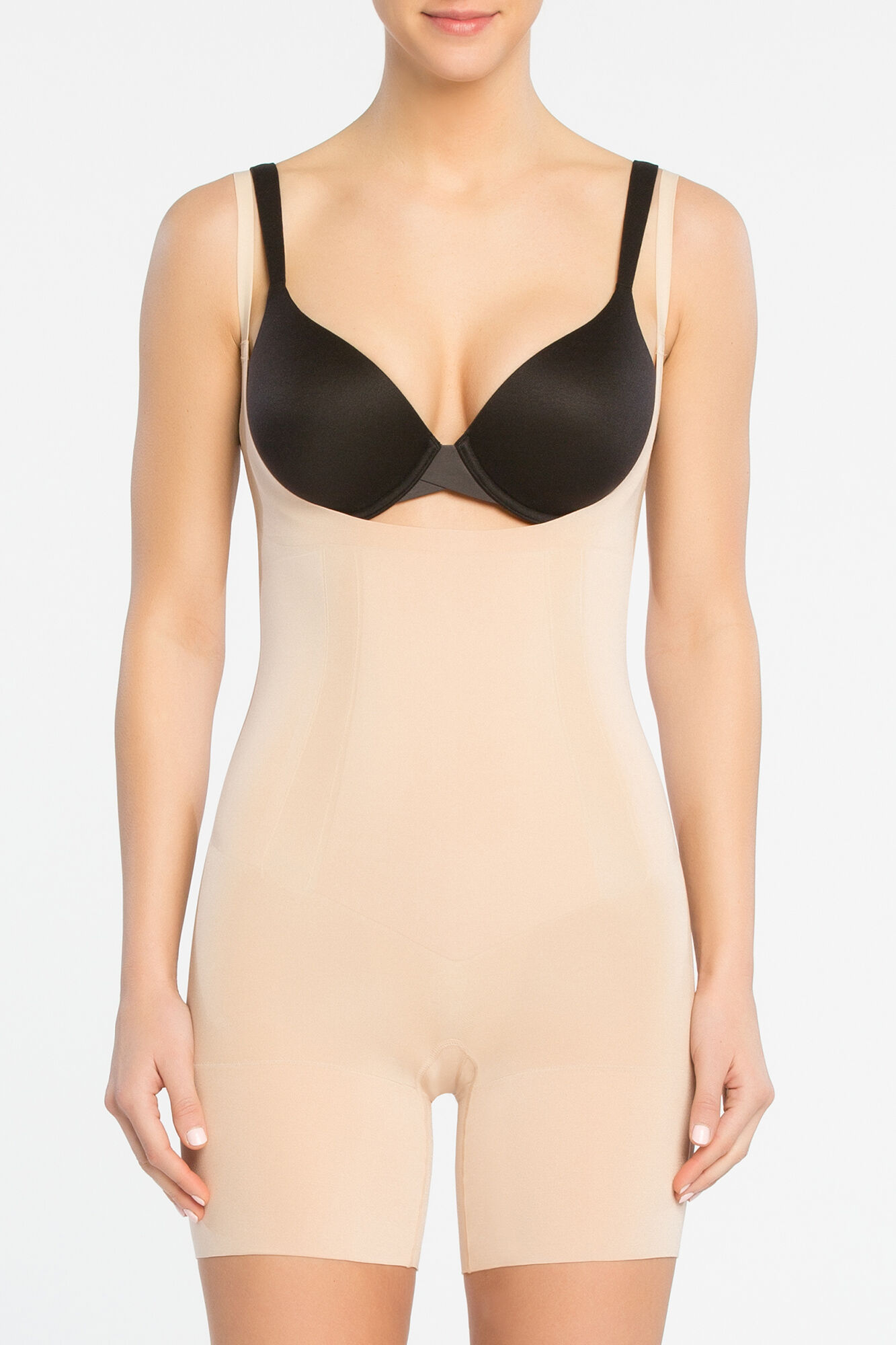 Body modelador Spanx nude com decote em V - nude