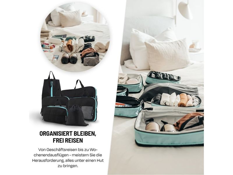Atacama Premium Kompressions Packwürfel - 6er-Set Schwarz Reisewürfel