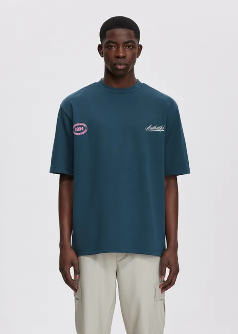 T-shirt met print collezione blauw (PETROL)