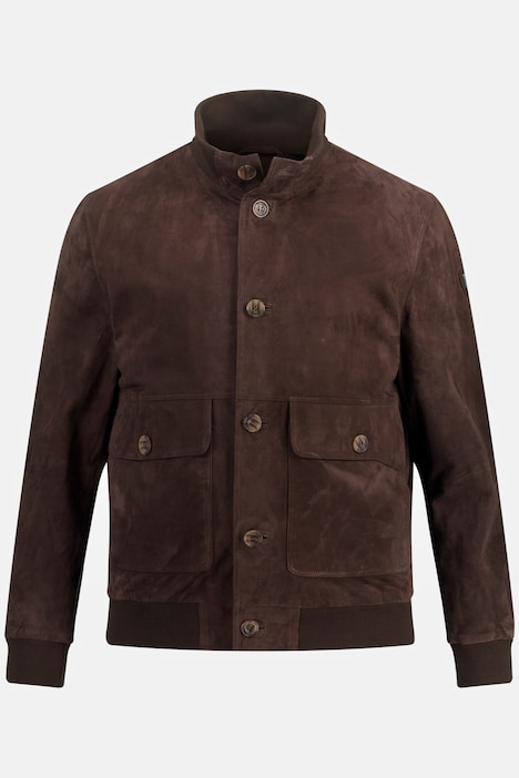 Lederjacke, Veloursleder, Stehkragen, Knopfleiste