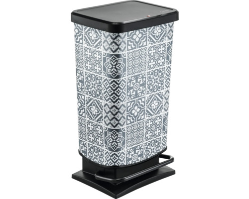 Rotho PASO 40L kunststof pedaalemmer, tegels, wit
