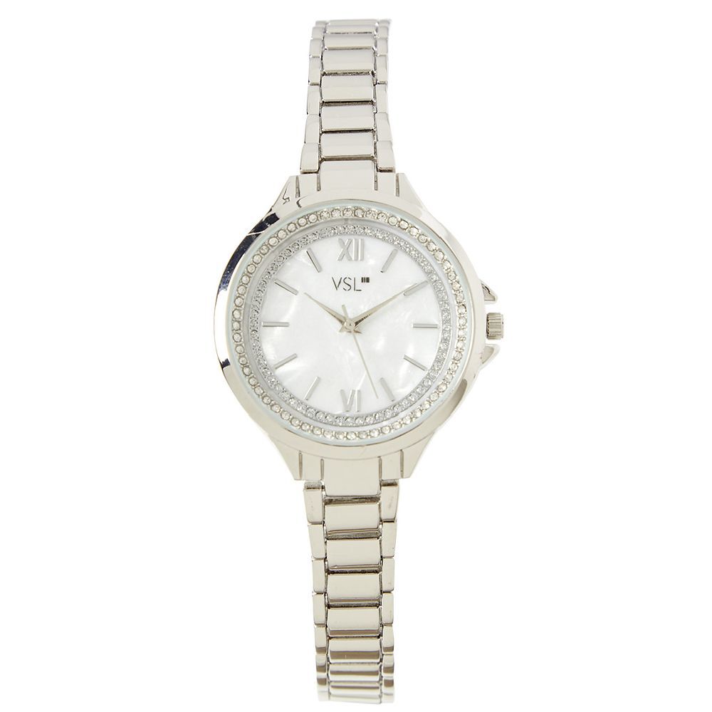 Montre ronde métal argenté déco strass