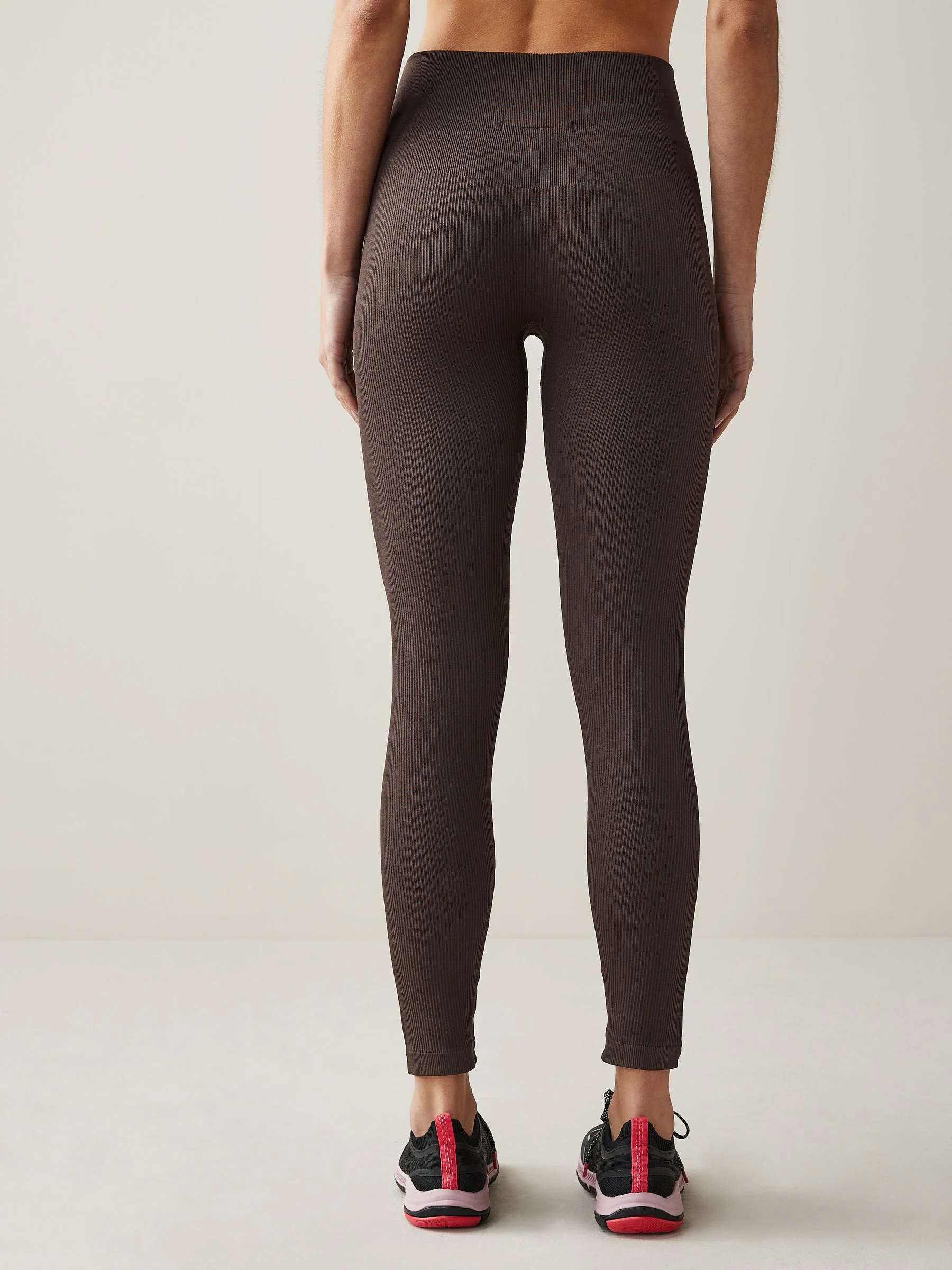 Chocoladebruin - Geribbelde naadloze legging met hoge taille
