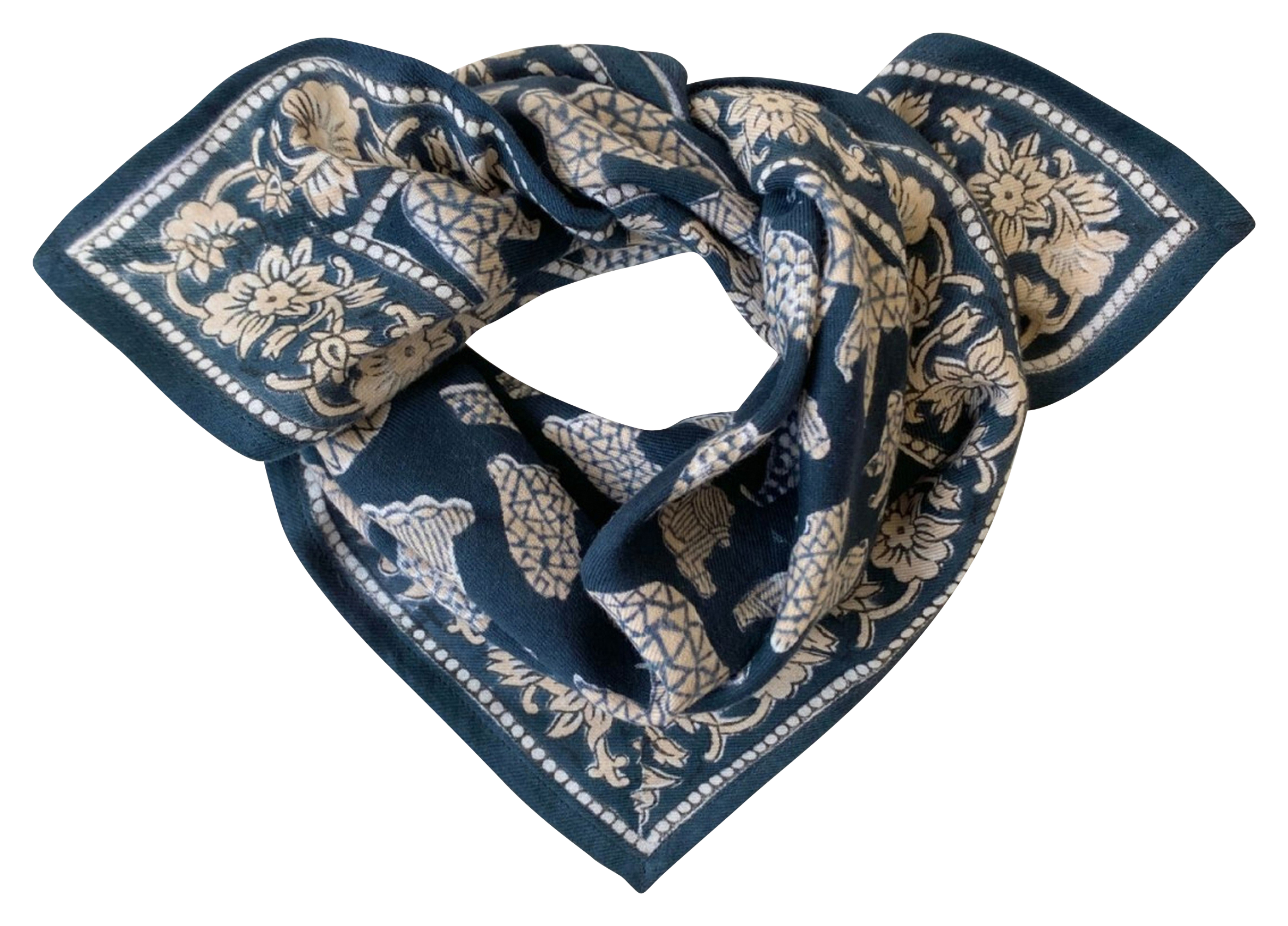 MANIKA - Foulard imprimé en coton | Bleu