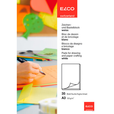 Elco Zeichen- und Bastelblock, 120g/m2, A3, weiss