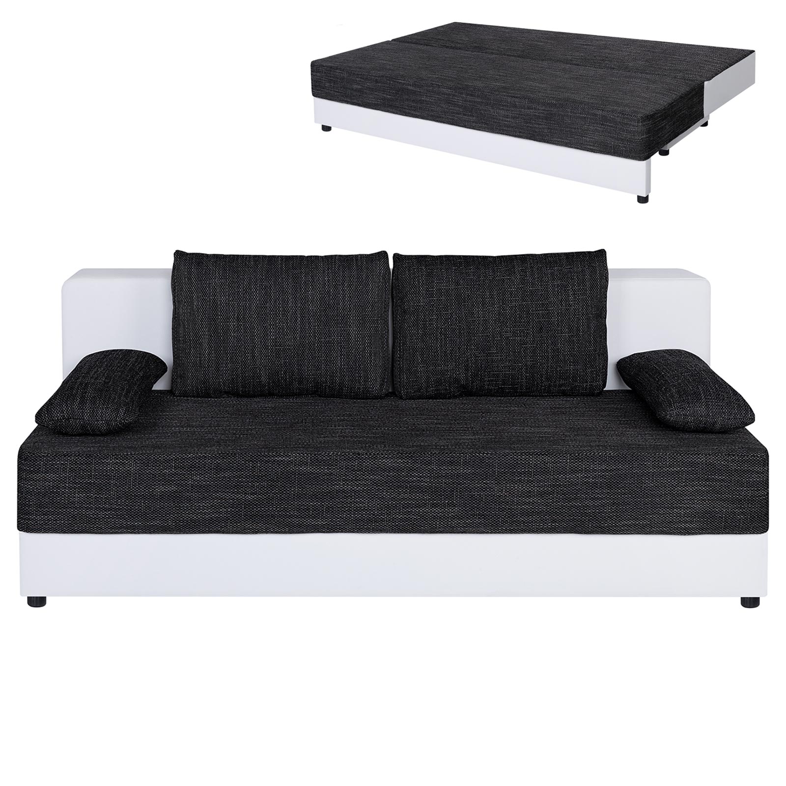 Boxspringsofa - weiß-schwarz - Dauerschläfer