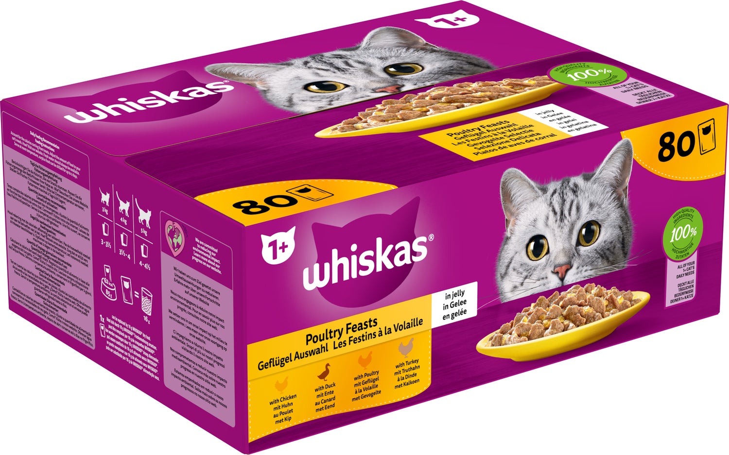 Whiskas kattenvoer in gelei Gevogelte Selectie Adult 85 g 80 stuks