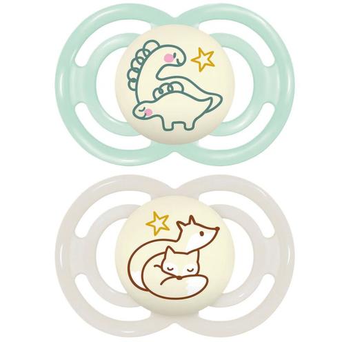 Lot de 2 sucettes Perfect animaux dès 6 mois Planet Love Night - Coloris aléatoire - MAM