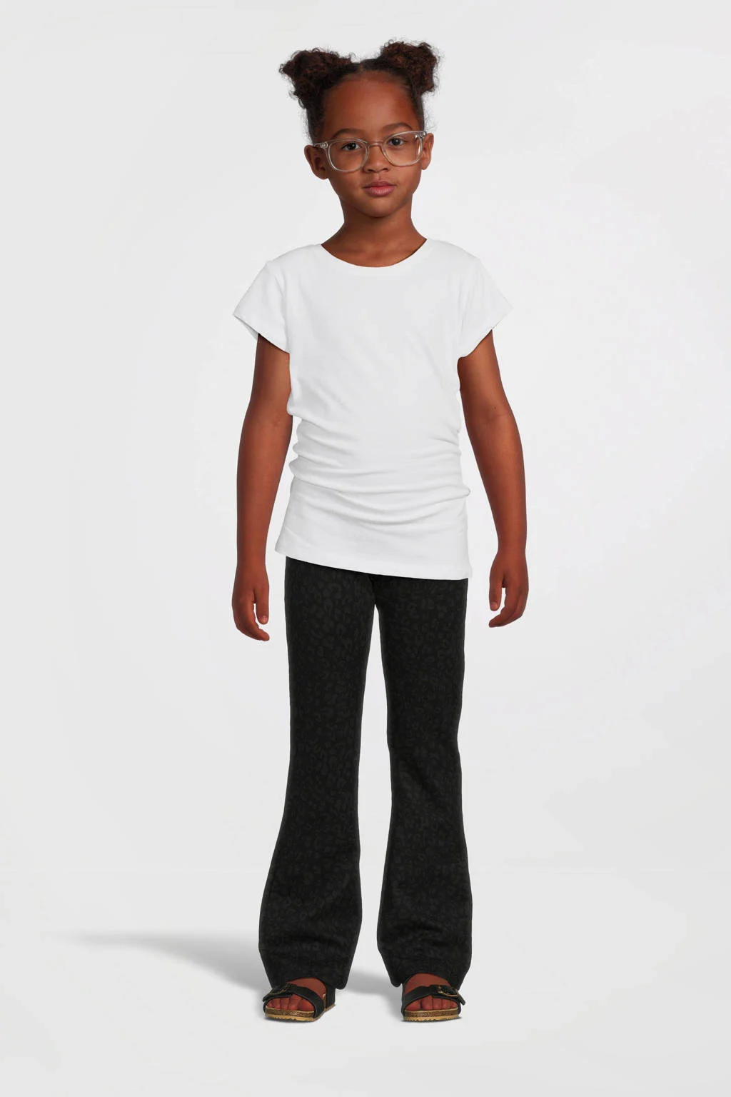 NAME IT flared broek NKFTRIKKALEO met panterprint zwart