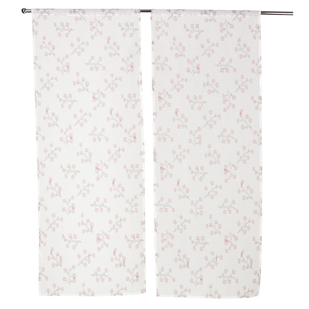 Vitrage blanc à fleurs L160X60 cm x2