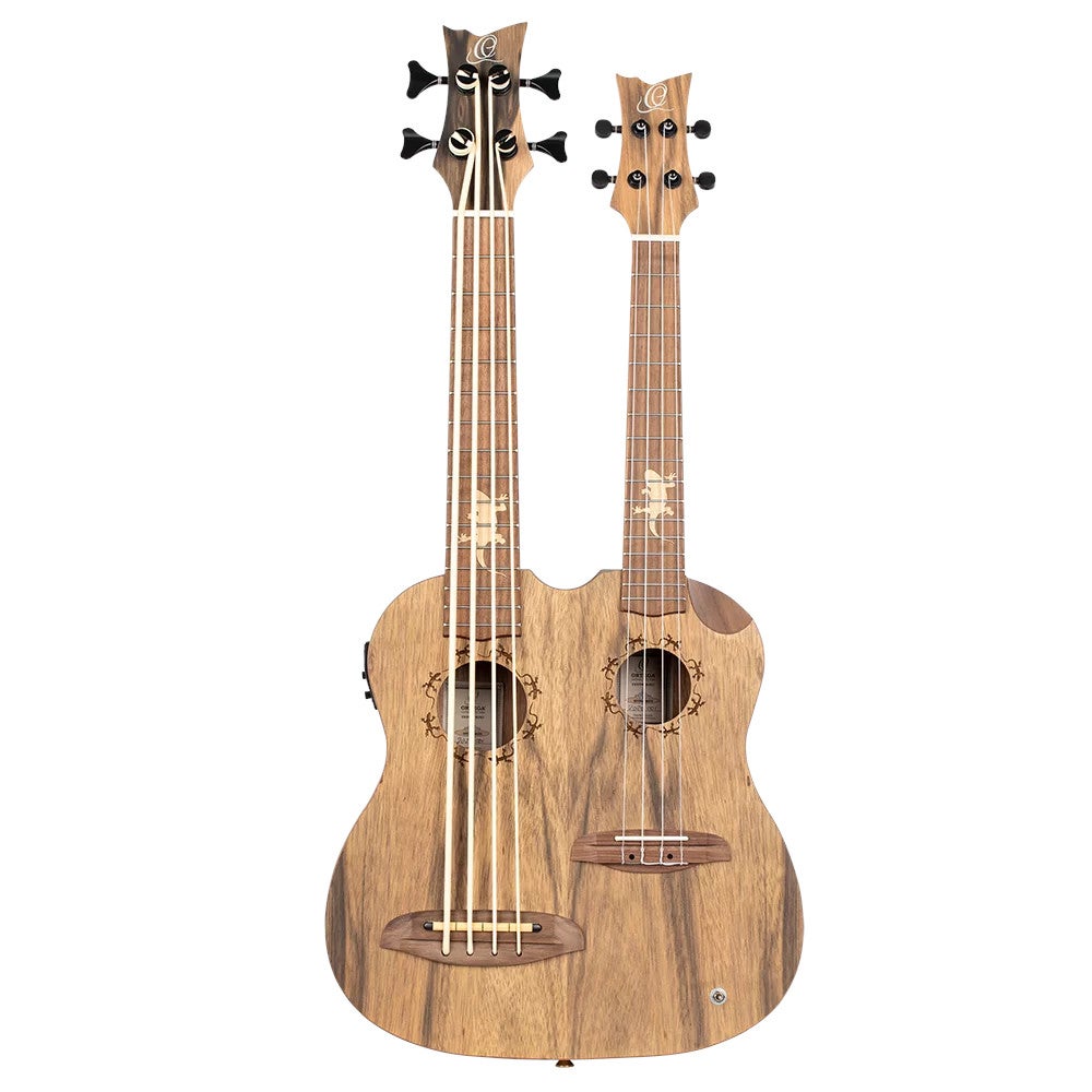 Ortega HYDRA-BSTE Double Neck Bass Tenor Uke dubbele elektrisch-akoestische ukelele met gigbag