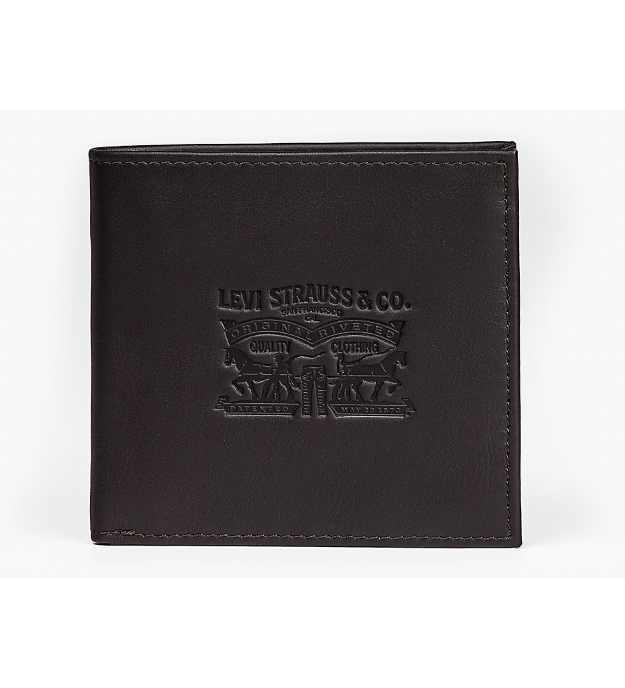 Carteira de moedas Levi's Vintage Two Horse Bifold em couro marrom
